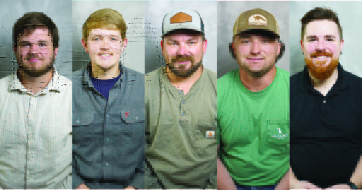 Portraits of five new employees, all men