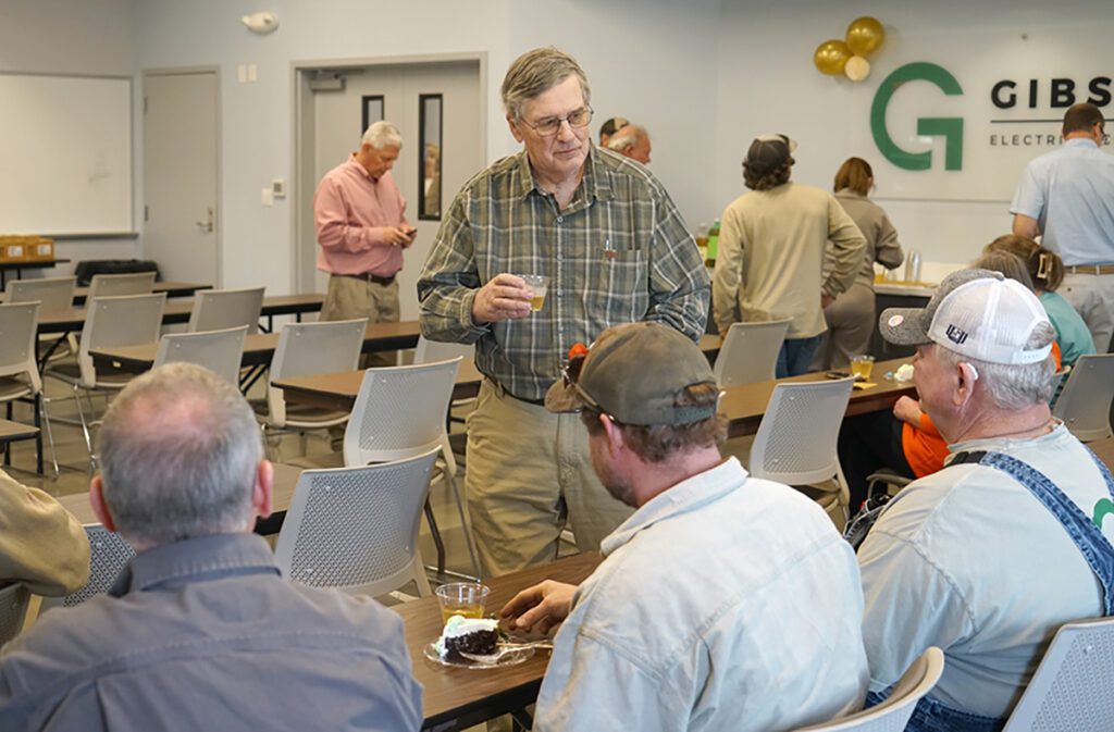 Jeff Boyd speaks to guests at his retirement reception.